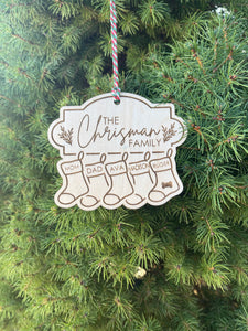 Personalized Family Stocking Ornament 1-8 names