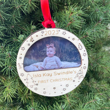 Load image into Gallery viewer, Photo Ornament- Baby&#39;s First Christmas- Personalized with name
