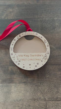 Load and play video in Gallery viewer, Photo Ornament- Baby&#39;s First Christmas- Personalized with name
