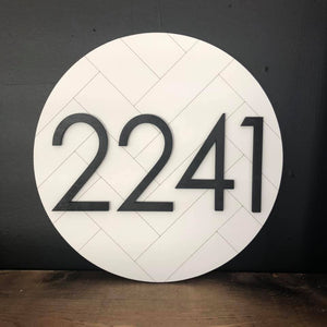 Round Herringbone Address Numbers Sign