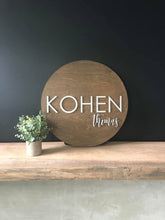 Load image into Gallery viewer, Wooden Round Name Sign with 3D Letters-Kohen
