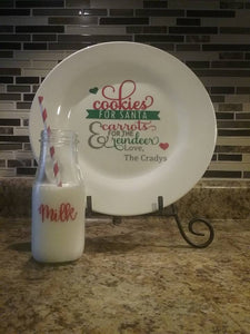 Personalized Santa plate and milk glass