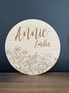 Personalized Baby Name Sign- Floral