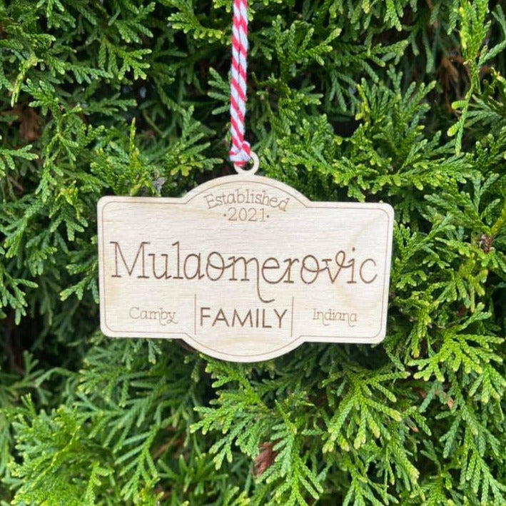 Family Name Established Ornament