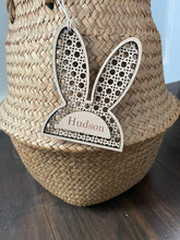 Load image into Gallery viewer, Personalized Cane/ Rattan Easter Bunny Ears Basket Tag
