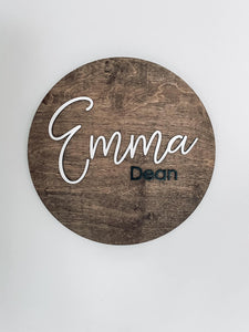 Wooden Round Name Sign with 3D Letters