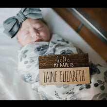 Load image into Gallery viewer, Hello my name is.. engraved birth announcement
