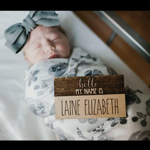 Hello my name is.. engraved birth announcement