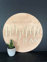 Load image into Gallery viewer, Wooden Round Name Sign with 3D Letters-Wynni
