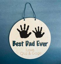 Load image into Gallery viewer, Fathers Day Gift From Children, Best Dad Ever, Child Handprint Sign, Kids Handprint Gift, Grandparent Gift, Child Keepsake Handprint
