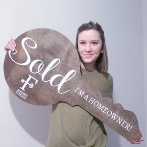 Giant Key Shape Sold Sign With Hashtag or Name