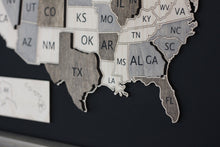 Load image into Gallery viewer, 3D Map of USA Framed Wood sign with variating wood stains
